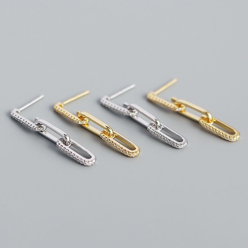 Chain 925 Sterling Silver Dangling Earrings