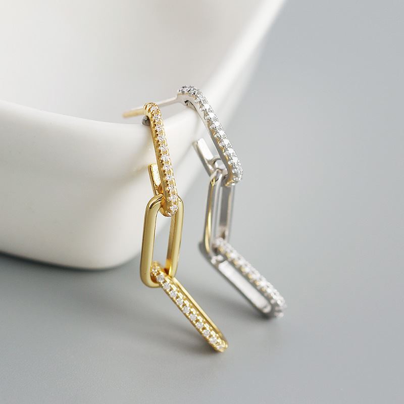 Chain 925 Sterling Silver Dangling Earrings