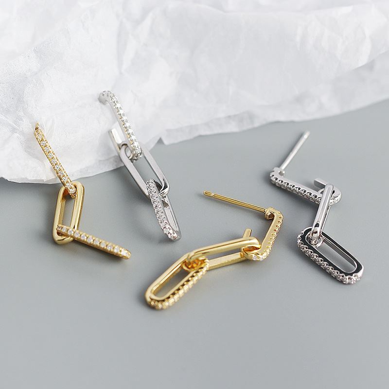 Chain 925 Sterling Silver Dangling Earrings